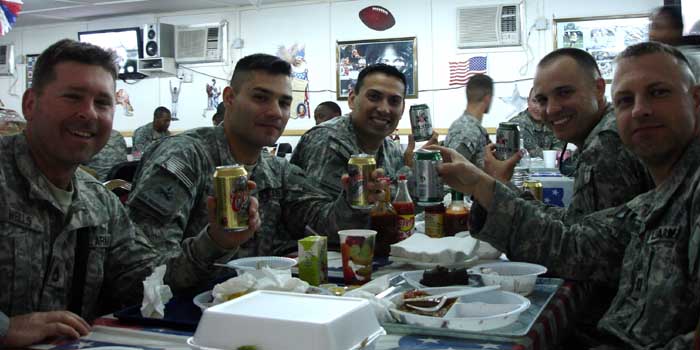 Myself, 1LT Durham, CPT Lozano, 1LT Lucciola, and Chaplain (CPT) Lahmon toasting 1LT Lucciola's promotion with our favorite non-alcoholic beer.