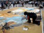 Artists painting near the cathedral.