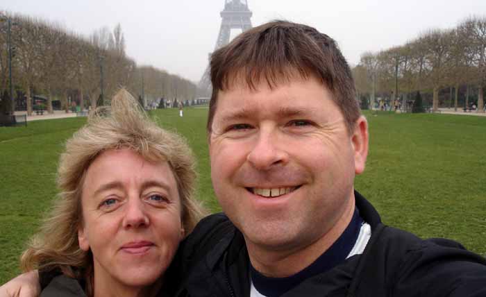 Hanne and I at the Eiffel Tower.