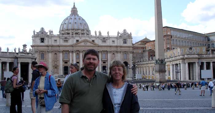 Hanne and I at the Vatican with St. Peter's Basilica in the background.